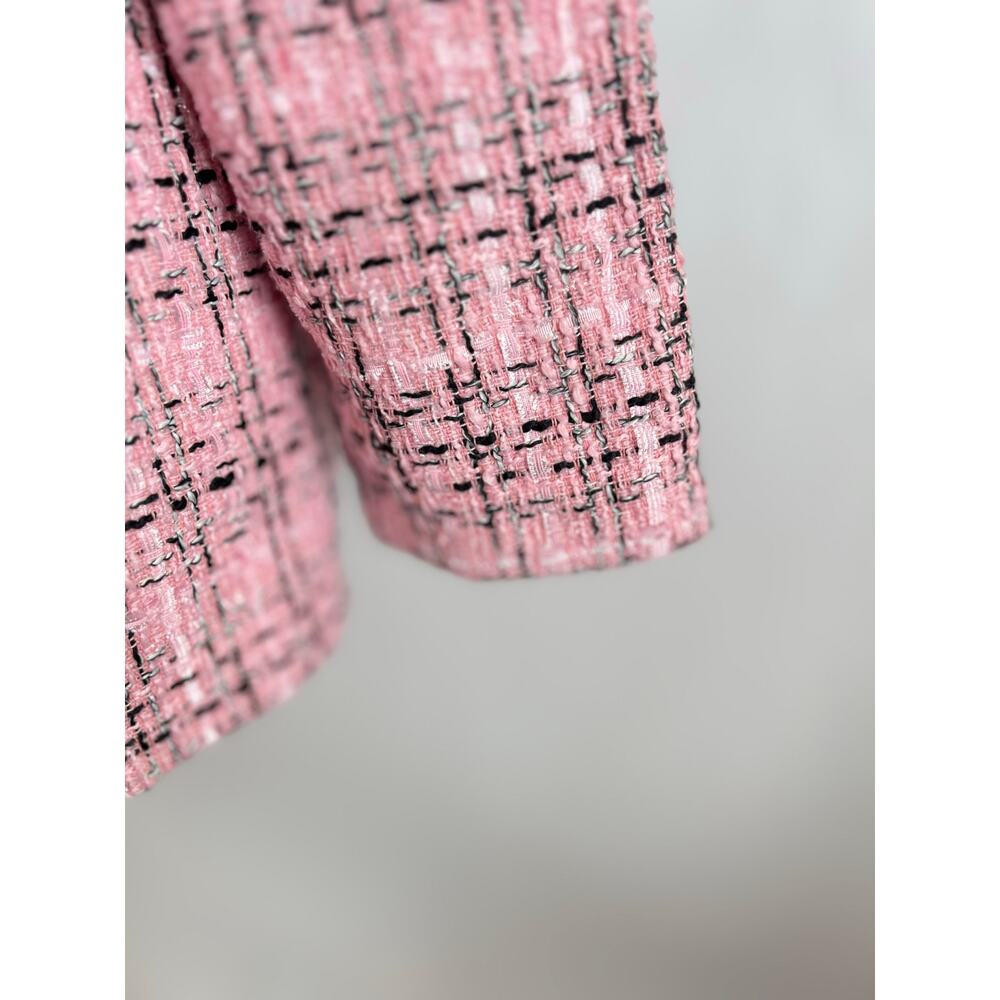 TWEED MINI SKIRT AND JACKET BLAZER SET WOMENS PINK BLACK GOLD BUTTON 2 PIECE SET - Picture 5 of 15